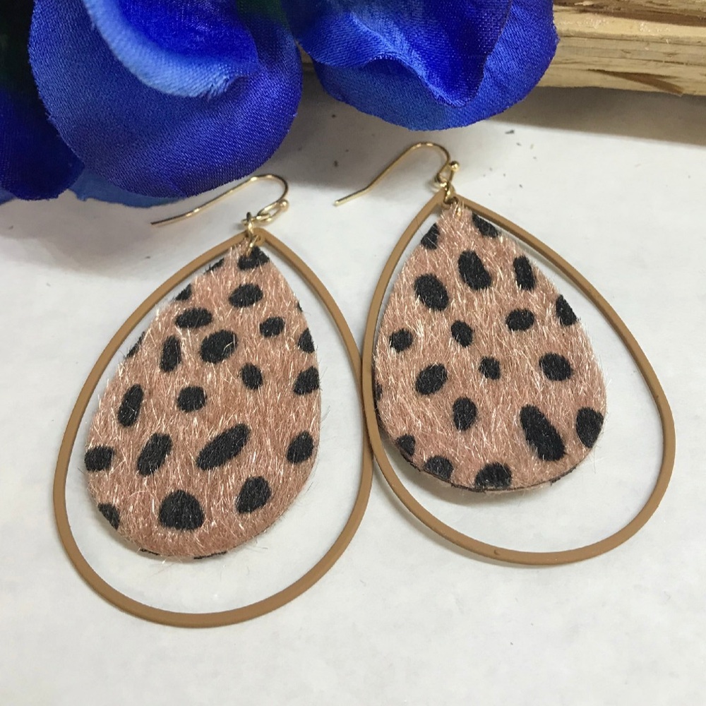 Leopard Print Teardrop Earrings